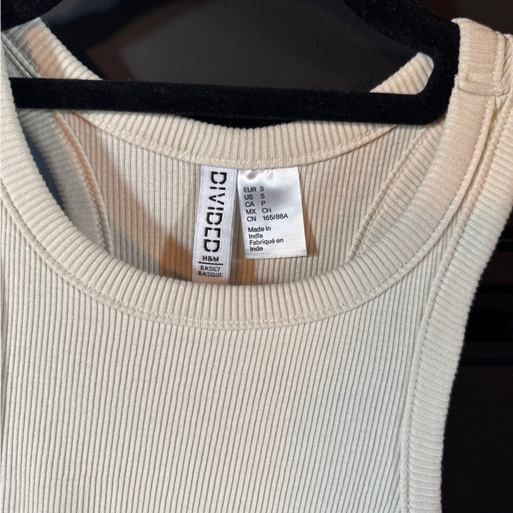H&M Cream Ribbed Tank Top - Picture 2 of 3